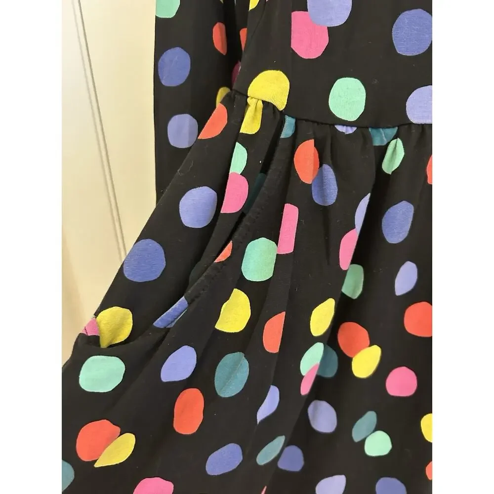 Hanna Anderson Girls Polka Dot Dress Pockets Flare Skirt Size 12